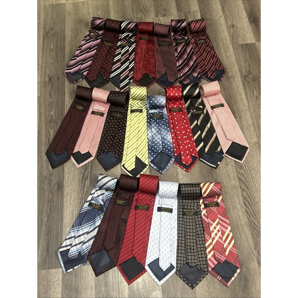 Lot Of 21 Kai Long 100% Silk Ties Various Colors & Patterns 4” Wide 58”long